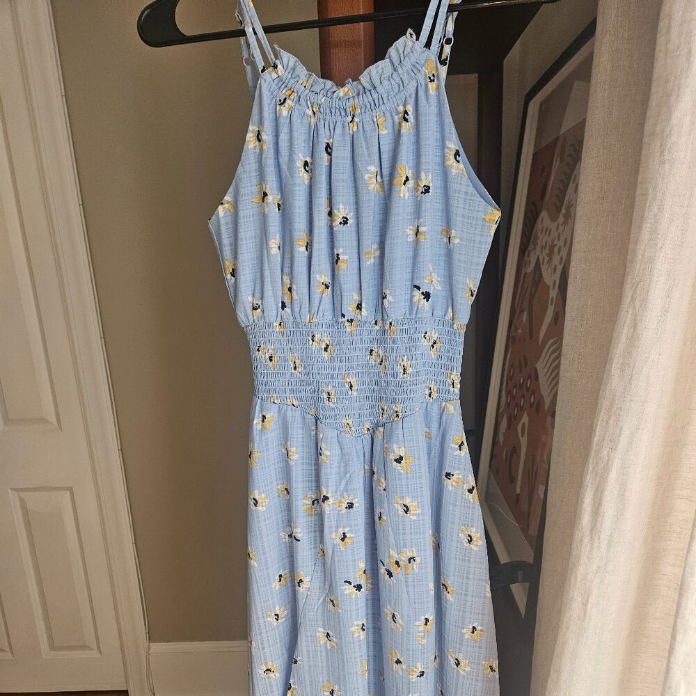 Petite Studio NYC Daisy Blue Floral Midi Dress XXS